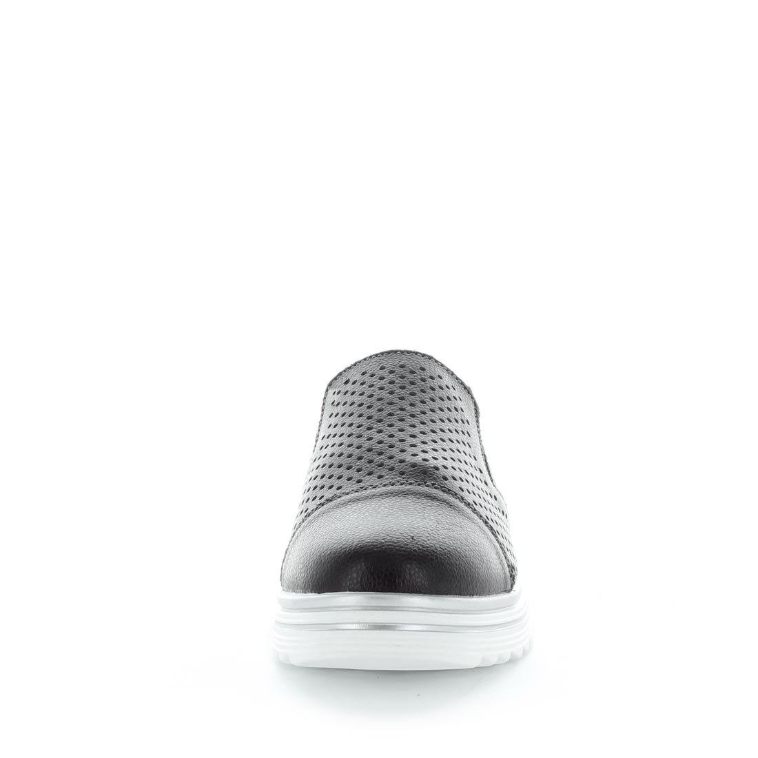 Just Bee comfort shoes - Crista by Just Bee - womens comfort shoes - flat slip-on style shoes with a laser cut upper and slight flatform wedge all wrapped in leather construction (6538287153231)