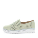 Just Bee comfort shoes - Crista by Just Bee - womens comfort shoes - flat slip-on style shoes with a laser cut upper and slight flatform wedge all wrapped in leather construction (6538287153231)