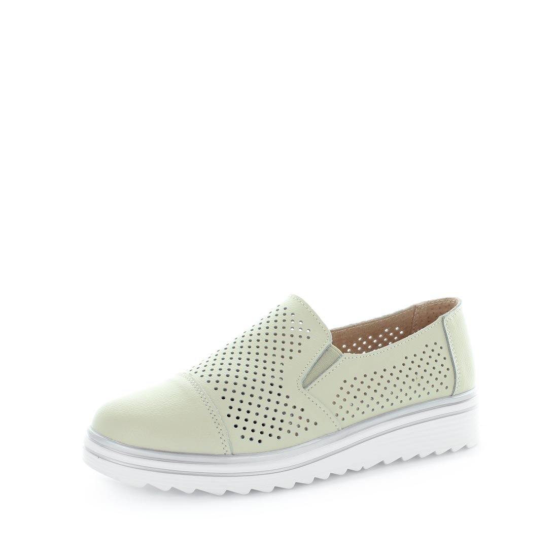 Just Bee comfort shoes - Crista by Just Bee - womens comfort shoes - flat slip-on style shoes with a laser cut upper and slight flatform wedge all wrapped in leather construction (6538287153231)