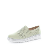Just Bee comfort shoes - Crista by Just Bee - womens comfort shoes - flat slip-on style shoes with a laser cut upper and slight flatform wedge all wrapped in leather construction (6538287153231)