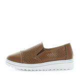Just Bee comfort shoes - Crista by Just Bee - womens comfort shoes - flat slip-on style shoes with a laser cut upper and slight flatform wedge all wrapped in leather construction (6538287153231)