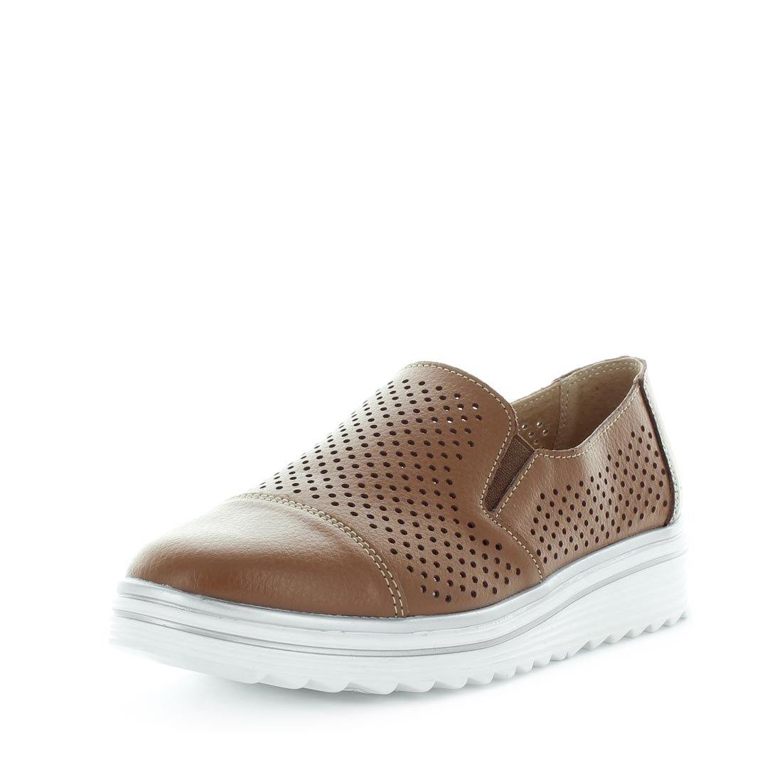 Just Bee comfort shoes - Crista by Just Bee - womens comfort shoes - flat slip-on style shoes with a laser cut upper and slight flatform wedge all wrapped in leather construction (6538287153231)