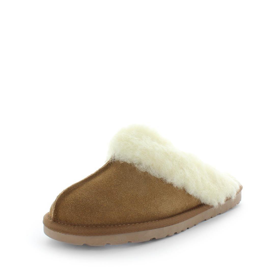 Just Bee UGGs- cita- womens little slip-on slipper style, 100% wool, leather shoe with detailed upper and over hanging wool on the trim - womens comfort slippers - womens best slippers- UGGs (4865771143247)