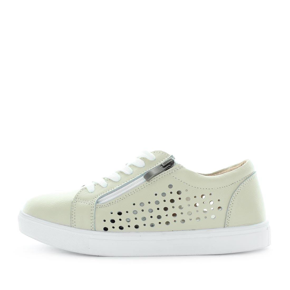 COTTON by just bee - just bee comfort - leather women's comfort sneakers with extra removable sole for more cushioning - hole punched leather upper - ladies comfort sneakers-  women's flats with lace up features and side zip (6584738381903)