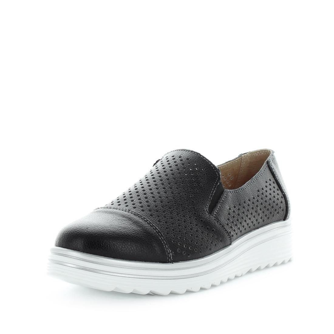 Just Bee comfort shoes - Crista by Just Bee - womens comfort shoes - flat slip-on style shoes with a laser cut upper and slight flatform wedge all wrapped in leather construction (6538287153231)