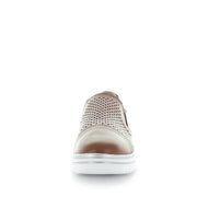 Just Bee comfort shoes - Crista by Just Bee - womens comfort shoes - flat slip-on style shoes with a laser cut upper and slight flatform wedge all wrapped in leather construction (6538287153231)
